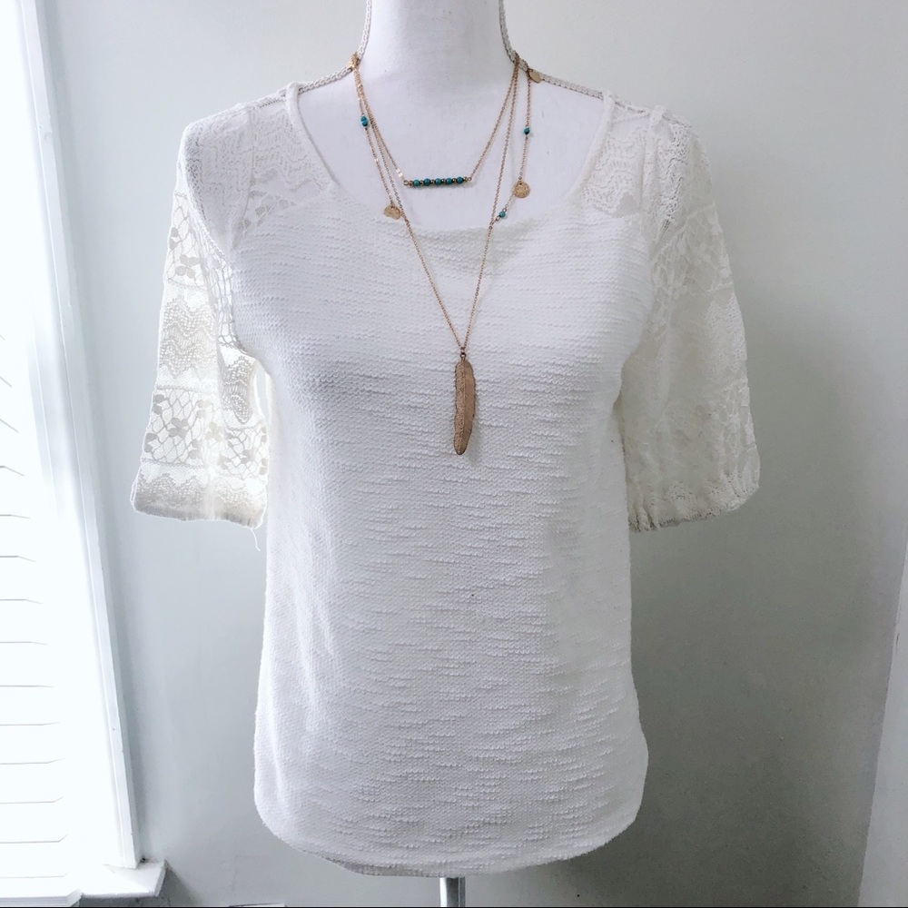 Postmark | Anthro Patel Lace Sleeve Top S